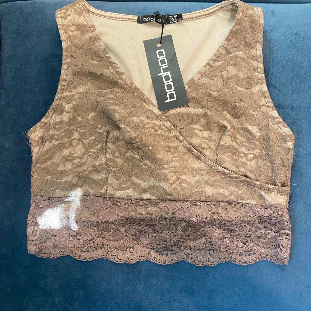 Lace wrap front crop top
